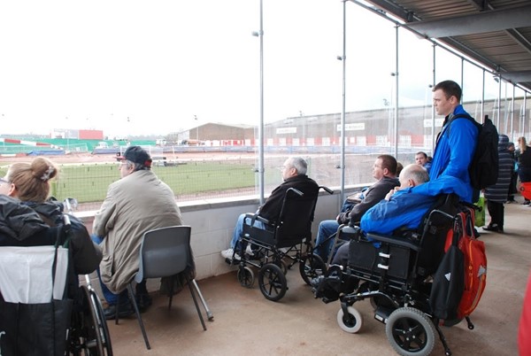 Watching the riders from viewing platform at Glasgow Speedway