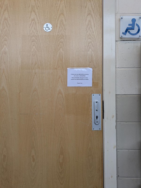 Image of door to the accessible toilet at Dunfermline Bus Station