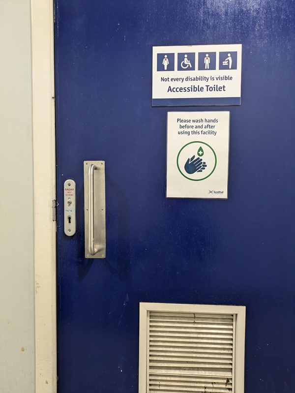 Image of accessble toilet door with radar lock