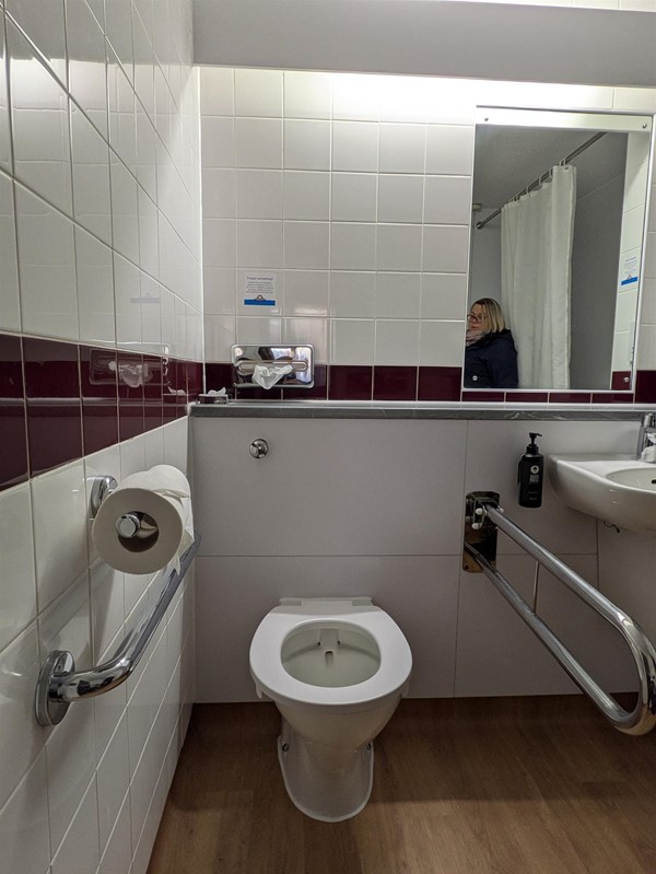 Image of the accessible toilet in the accessible hotel room