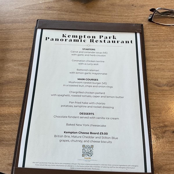 Image of a menu