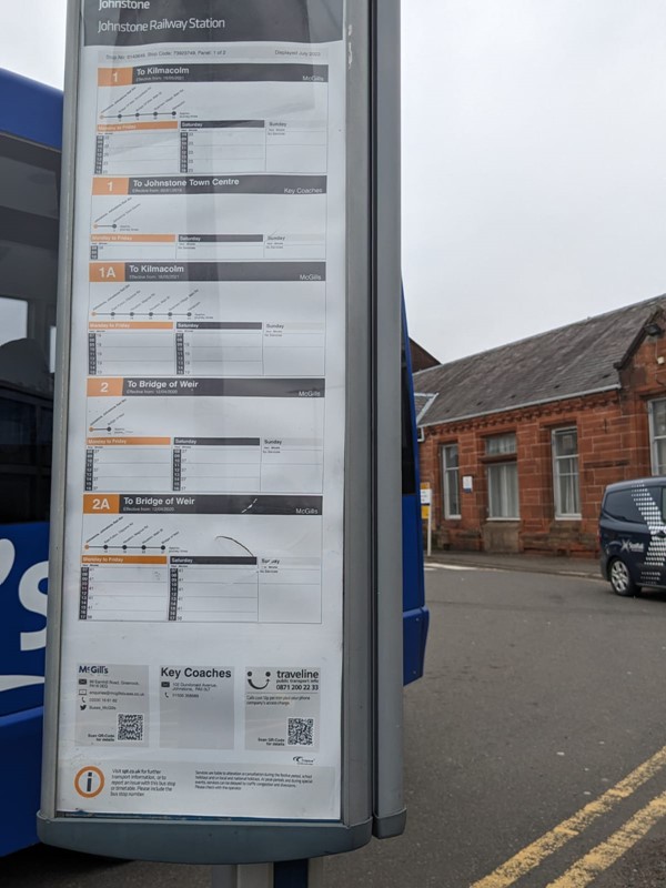 Image of the bus timetable at the train station.