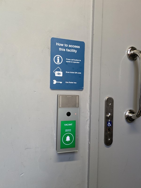 Image of RADAR lock, and entry information for accessible toilet