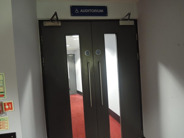 Double fire doors to the auditorium