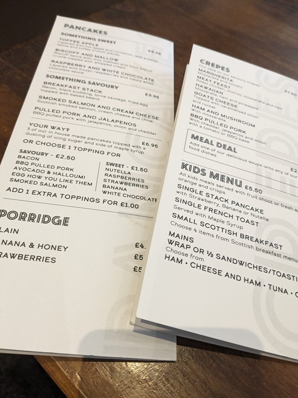 Image of a menu