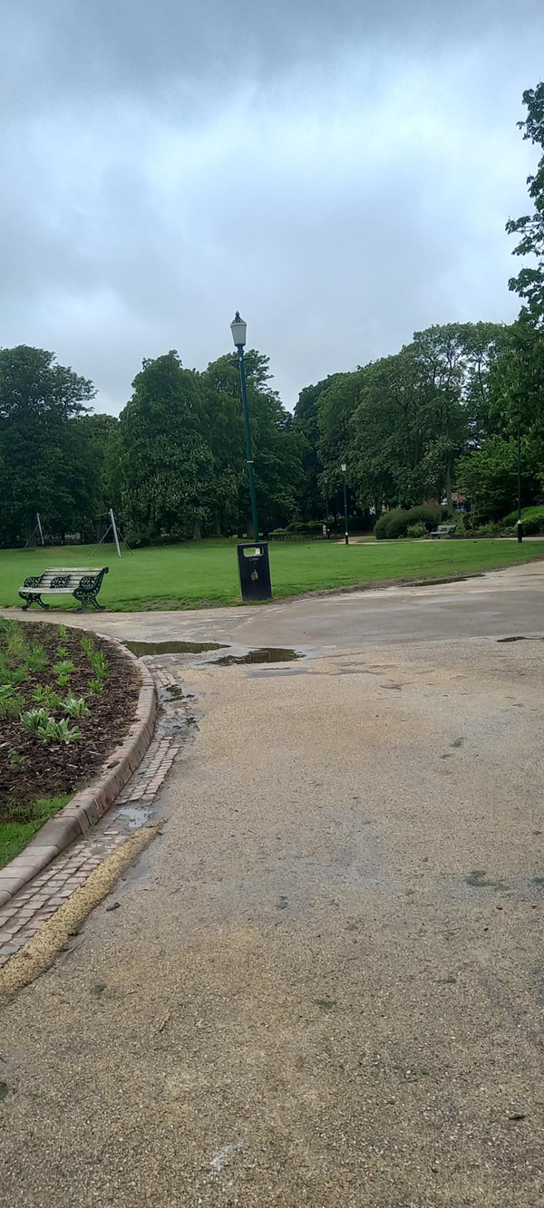 Wheelchair accessible pathways in park.