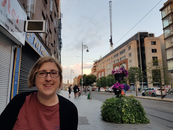 Picture of a person outside the Jury Inn, Dublin