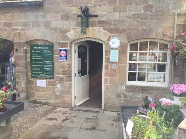 Main entrance to Ripley Castle and Gardens via gift shop.