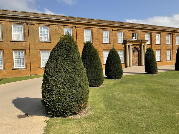 Image of a row of trees in front of a building