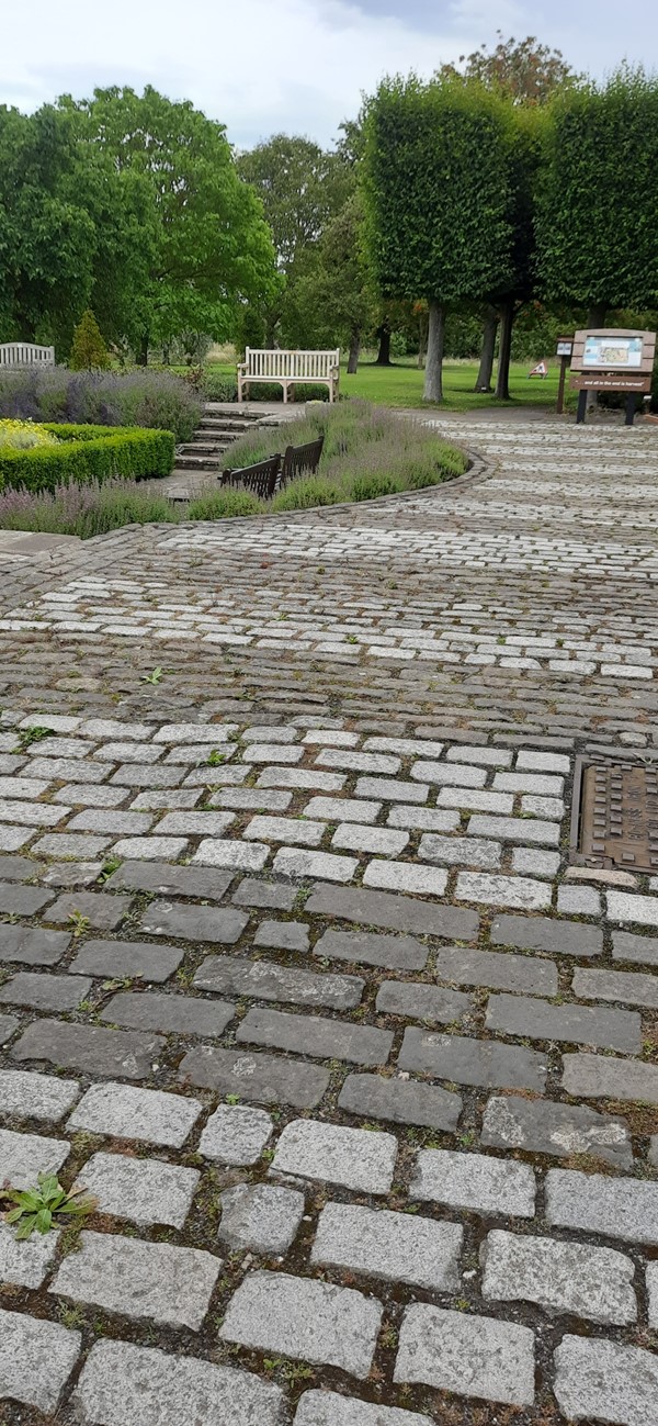 Image of a large cobbled area