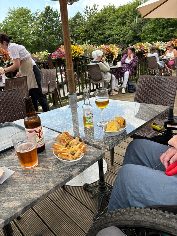 Image of a table with food and drinks on it