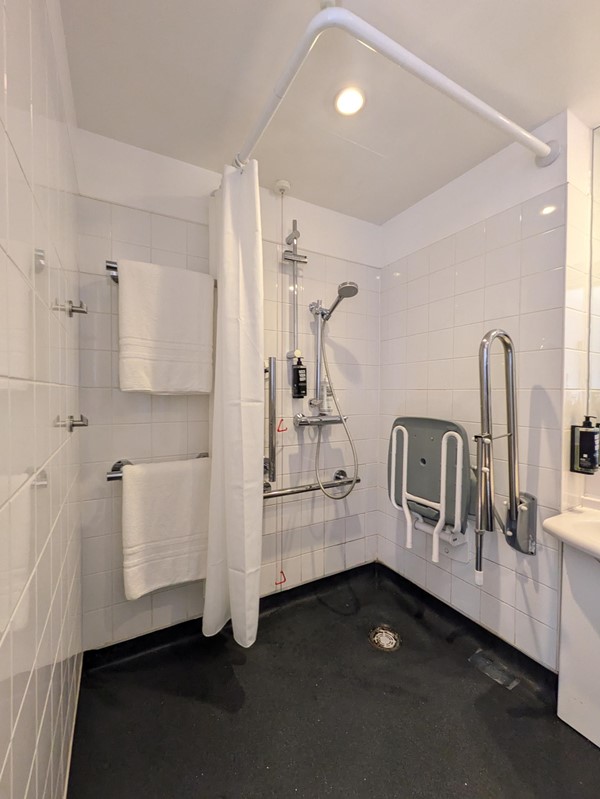 Image of the shower in the accessible room